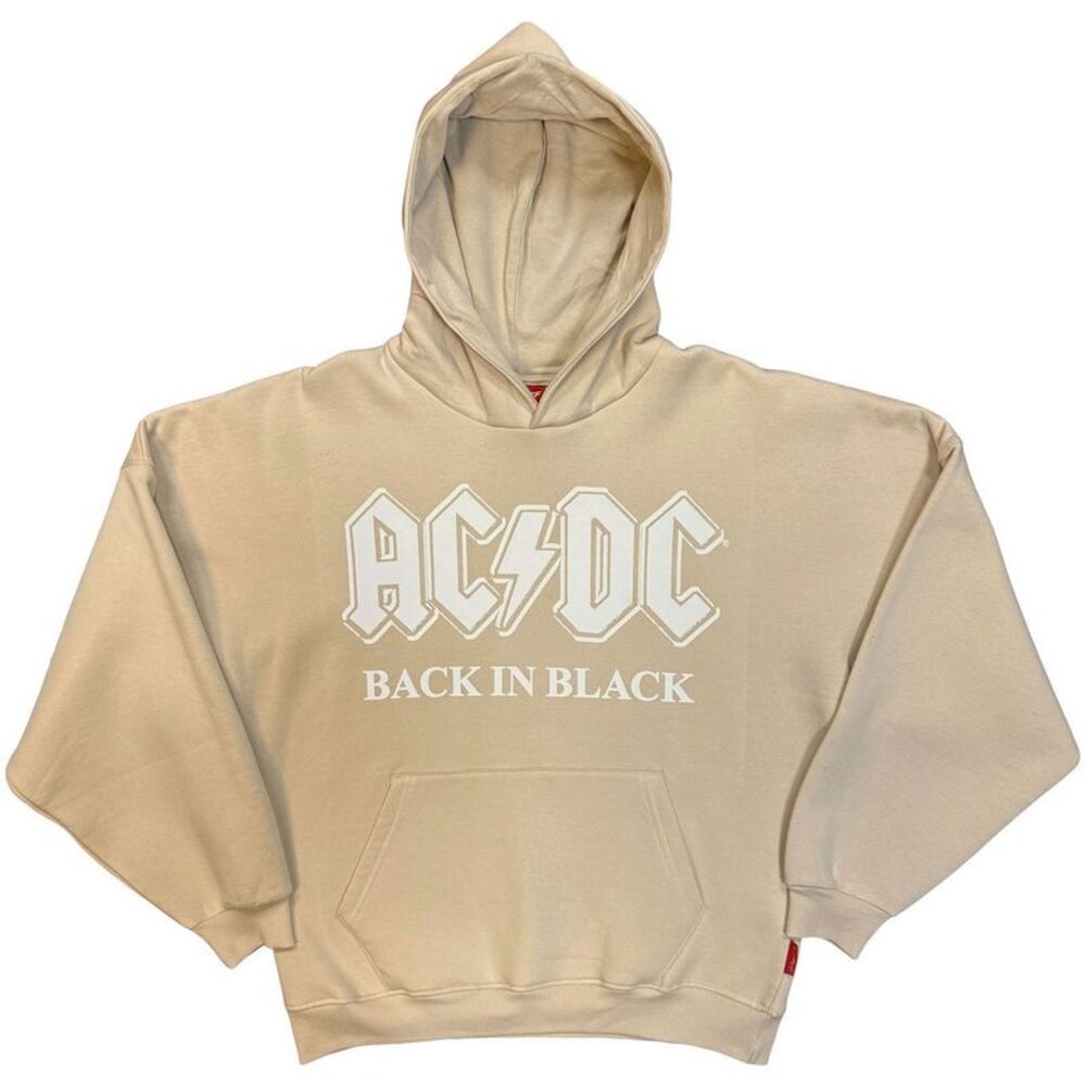 AC/DC Womens/Ladies Unplugged Back In Black Pull Over Hoodie / Natural